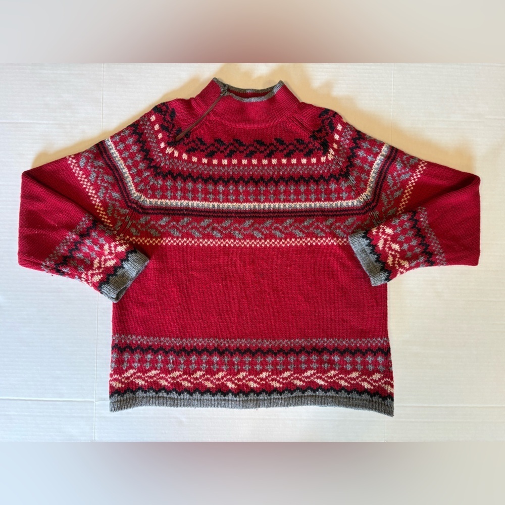 Sonoma red multicolored striped wool blend turtle neck sweater size XL